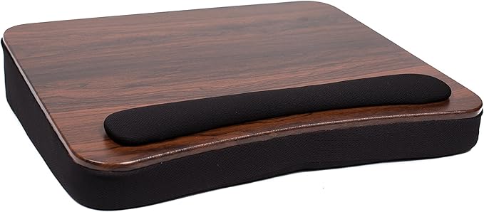 Sofia + Sam Multi Tasking Lap Desk with Memory Foam Cushion | Wrist Rest Cushion | Fits Laptops Up to 17" | Portable Laptop and Book Stand | Black | Wood Top | Work from Home
