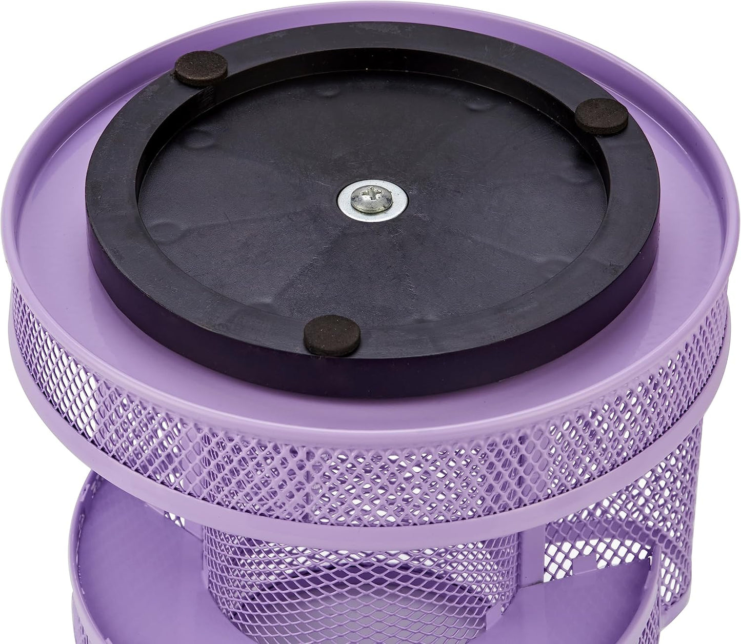Annova Mesh Desk Organizer Rotate with 5 Compartments Round Spinning Tidy Candy/Pen Holder Desk Accessories Office, Art Supply, Storage, Classroom, Home (Light Purple)