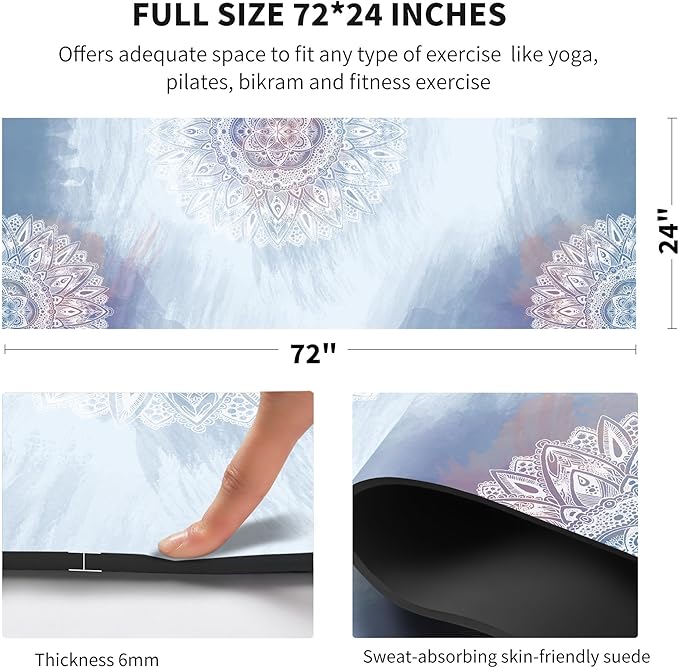 nuveti Yoga Mat Print Extra Thick TPE Non Slip Fitness Exercise Mat with Carrying Bag,72"x24" Extra Thick 6MM Exercise & Workout Mat for Yoga, Pilates Fitness and Floor Exercises