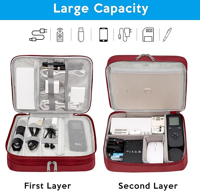 Electronic Organizer Travel Case, Travel Cord Organizer Case Portable Waterproof Cable Organizer Bag for Charger, Cord, USB, Power Bank, Earphone
