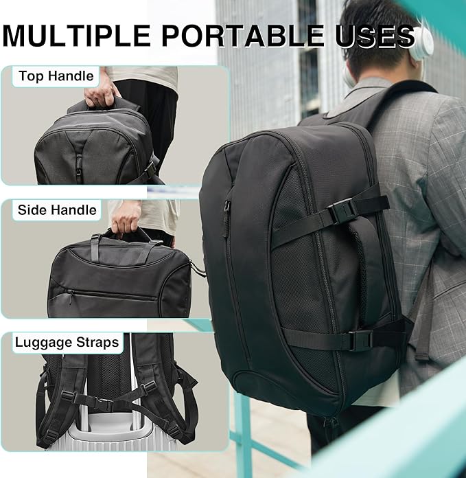 TSA-Friendly Travel Backpack with Laptop Compartment, 30L Carry-On Backpack for Men & Women, 180° Lay-Flat Design, Waterproof & Durable 1000D Oxford, Fits 15.6" Laptop