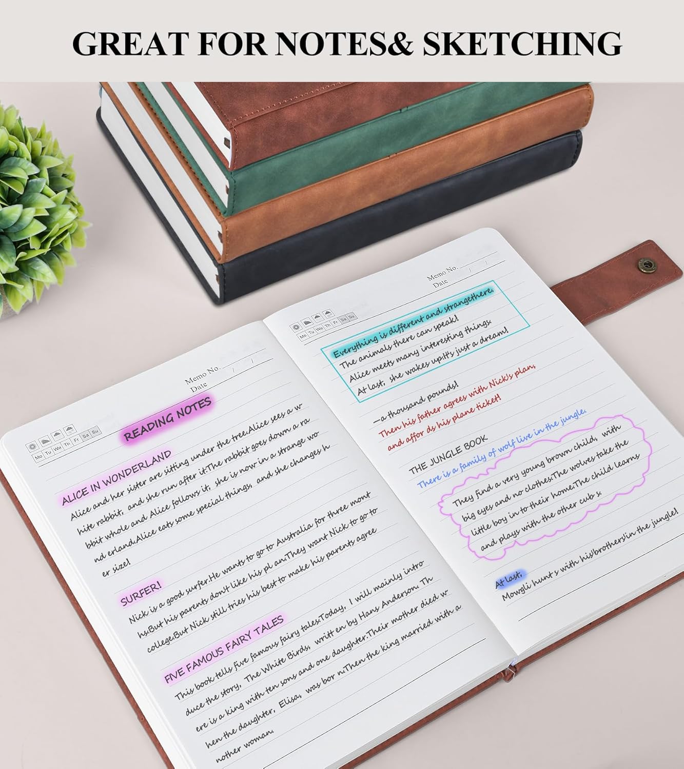 365 Page Thick Lined Journal Notebook for Men Women, B5 Large Leather Journals for Writing, Hardcover Notebooks for Work, School, Note Taking, Business, Travel Diary, College Ruled 7.6" x 10"