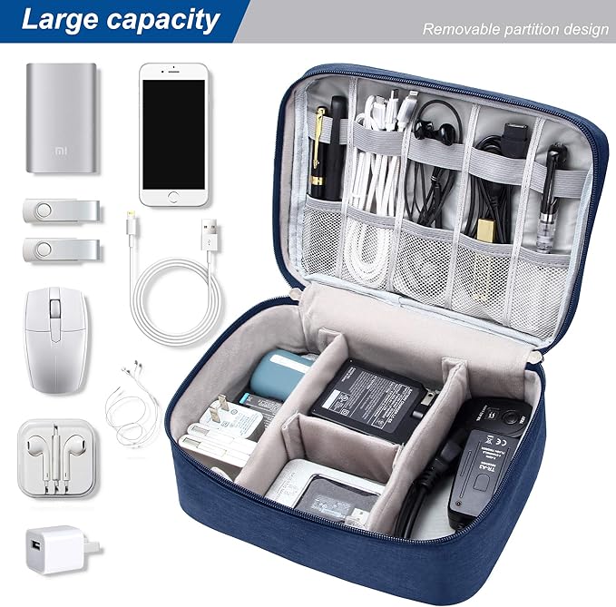 Electronics Organizer Travel Universal Cable Organizer Bag Waterproof Electronics Accessories Storage Cases for Cable, Charger, Phone, USB, SD Card, Hard Drives, Power Bank, Cords