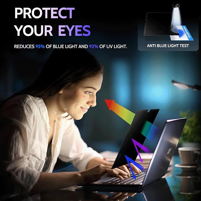 Privacy Screen for 15 Inch Surface Laptop 6/5/4/3/2/1, MagicSuction™ Removable Anti Spy Black Protector, Glare Blue Light Filter for Microsoft Laptop Computer Monitor