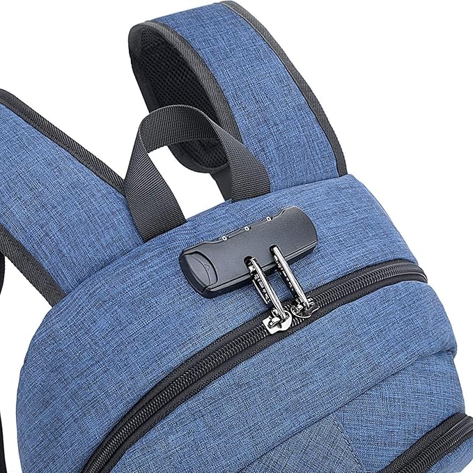 Tzowla Business Laptop Backpack Anti-Theft Backpack with USB Charging Port and Lock 15.6 Inch Computer Backpacks for Women Men, Casual Hiking Travel Daypack (Blue)