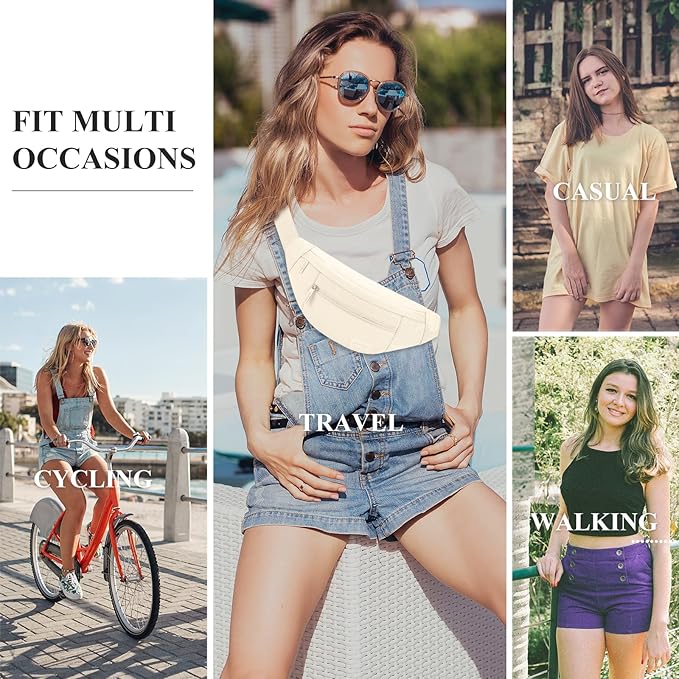 MAXTOP Large Crossbody Fanny Pack with 4-Zipper Pockets,Gifts for Enjoy Sports Festival Workout Traveling Running Casual Hands-Free Wallets Waist Pack Phone Bag Carrying All Phones