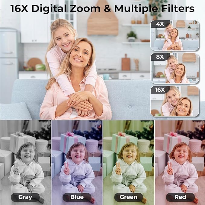 Digital Camera, FHD 4K 44MP Autofocus Point and Shoot Camera with 2.4" LCD 16X Zoom Portable Compact Cheap Camera for Teens Boys Girls Kids Adults (Black)