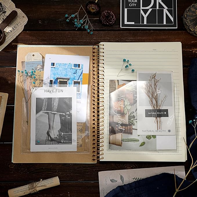 Tinlade 12 Pcs Adhesive Clear Corner Pockets 6 x 6 Inch Sticky Pocket Sleeves Self Adhesive Planner Pockets Adds Extra Storage Space to Notebooks Folders Planner Accessories, Home Office School