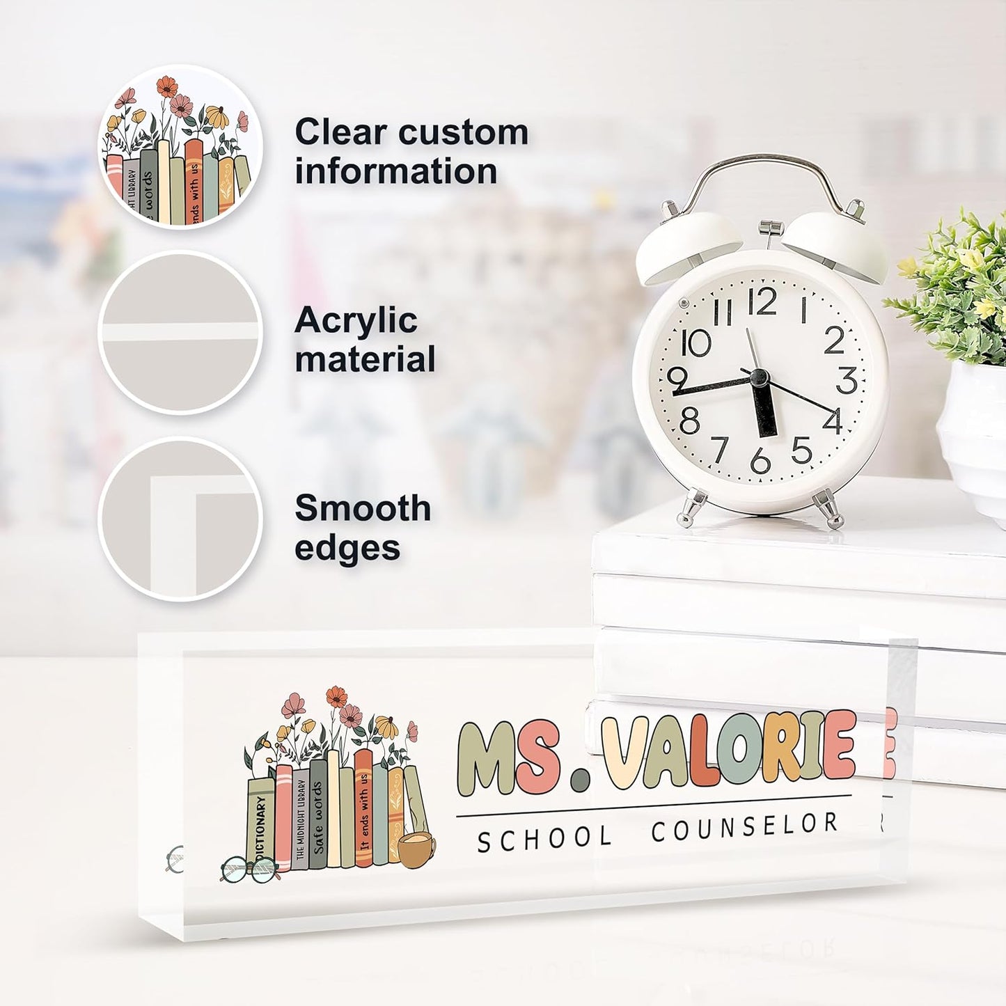 Personalized Name Plate for Desk, Custom Desk Name Plate, Acrylic Name Plate Office Desk Accessories, Personalized Office Gifts for Coworkers Teachers, Employee Appreciation Gifts (C-Teacher)