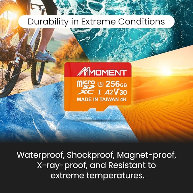 MMOMENT 256GB Micro SDXC Card, A2, UHS-I, U3, V30, Class 10 Compatible, Read Speed Up to 160 MB/s, Write Speed Up to 120 MB/s, SD Adapter Included