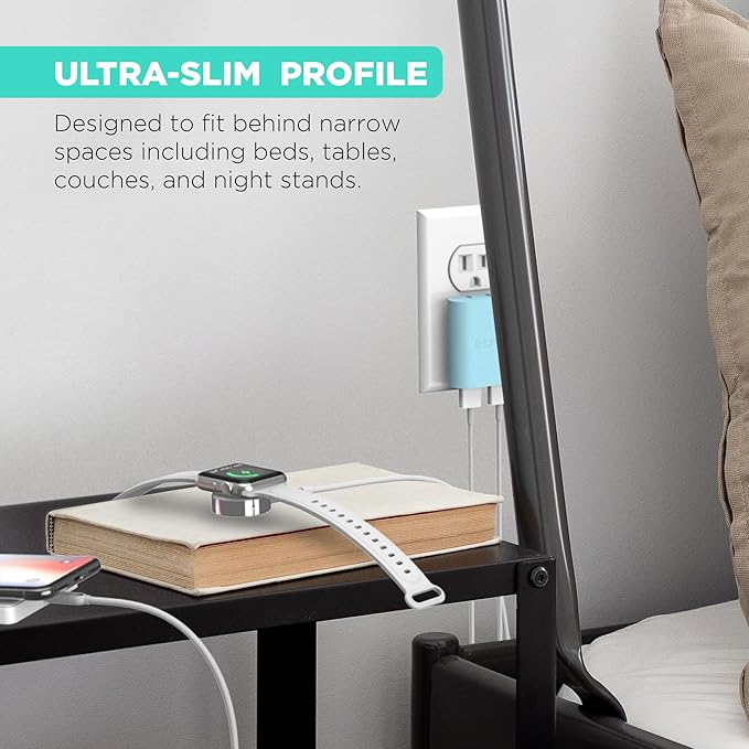 iHome 2-Port USB Wall Charger, AC Pro Multiport Plug Adapter, Phone Charging Block with Dual Ports, Flat Wall Adapter for Home & Travel