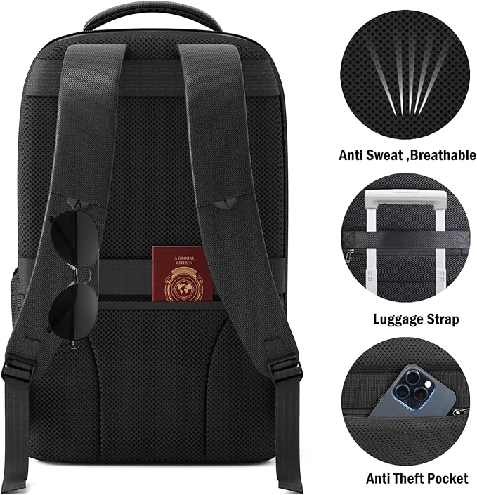 Expandable Travel Backpack, Business Laptop Backpack,Commute Backpack with USB Charging Port fit 15.6 Inch Laptop
