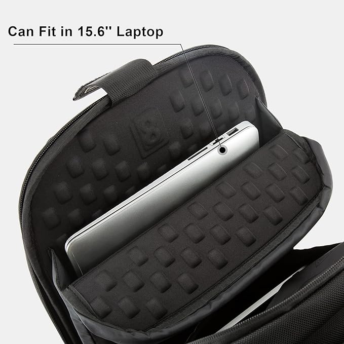 LEVEL8 Laptop Backpack, Work Backpack for Men Women, Travel Computer Bag for Business Fits 15.6" Laptop and Notebook - Black