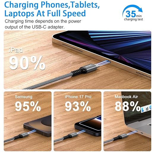 USB C to USB C Cable for iPhone 17 Air 16 Pro Max, 240W Fast Charging Type C iPhone 17 Charger Cord USBC Phone Charger Cable 6FT 2 Pack for iPhone 17 Pro Max 17 Pro 16 16e 15 Laptops MacBook iPad