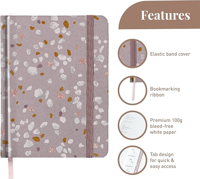 Rileys & Co. Compact Terrazzo Password Book | Alphabetized Tabs, Secure Login Organizer, Internet & Website Username Keeper | Portable and Convenient (Pink, 6 x 5 Inches)