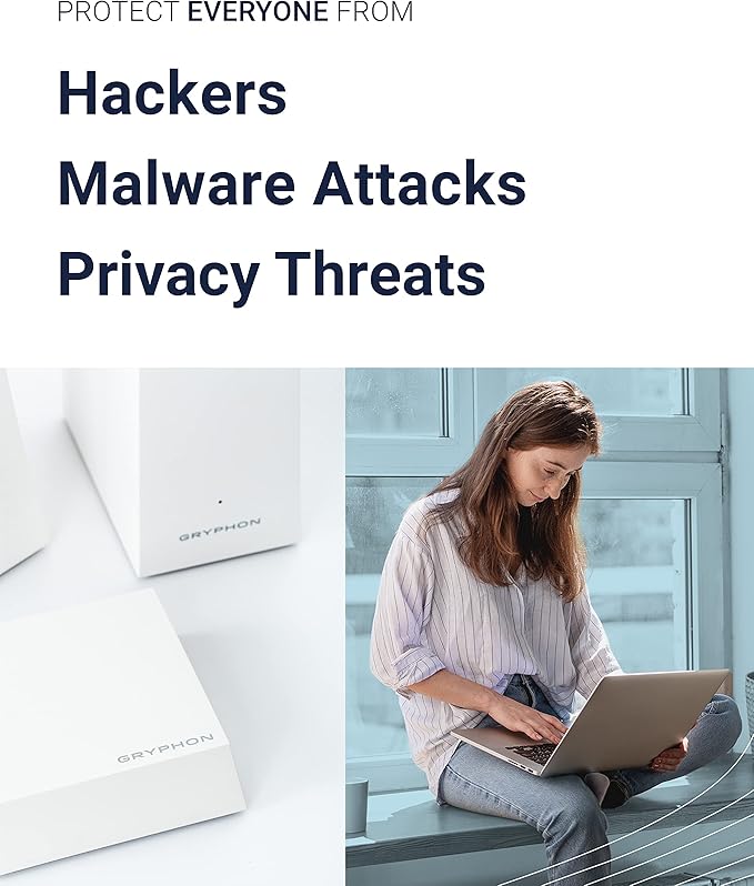 Gryphon AX – Ultra-Fast Mesh WiFi 6 Parental Control Router 2-Pack – Advanced Content Filters and Next-Gen Firewall - 4.3 Gbps Across 3,000 sq. ft. per Router for Multi-Device Households