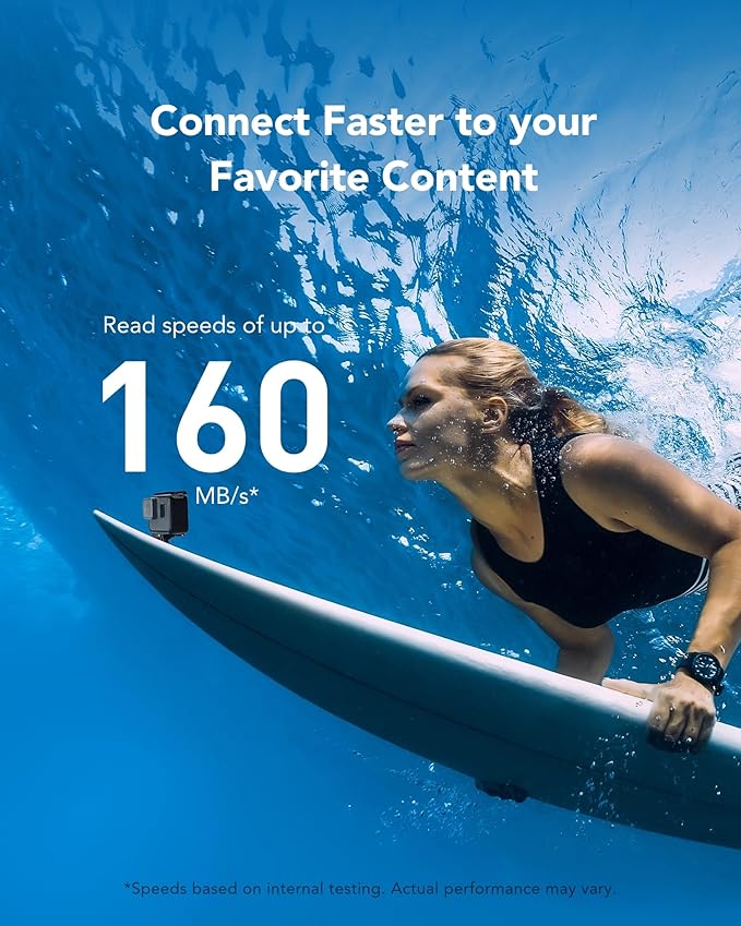 Lexar 1TB Blue Micro SD Card Up to 160MB/s, microSDXC UHS-I Memory Card with SD Adapter, C10, U3, A2, V30, Full HD, 4K UHD, High Speed TF Card