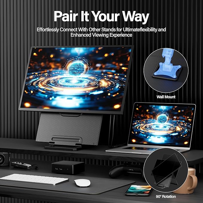 23.8" Large Portable Monitor, 1080P FHD 100Hz Laptop Screen Extender, IPS 125% sRGB, Extra USB Hub for Office Gaming with Detachable Stand, Travel Monitor for Window, MAC, Xbox, Switch