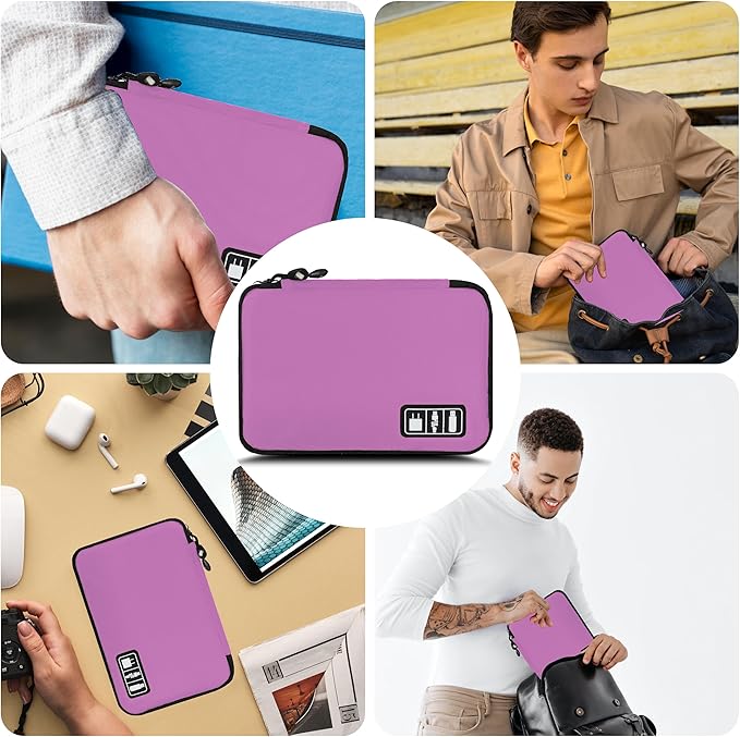 Electronics Organizer,Travel Cord Organizer Pouch, Portable Cable Organizer Bags,Travel Electronic Accessories Storage Case for Cables, Cords, Charger, Phone (Pink)