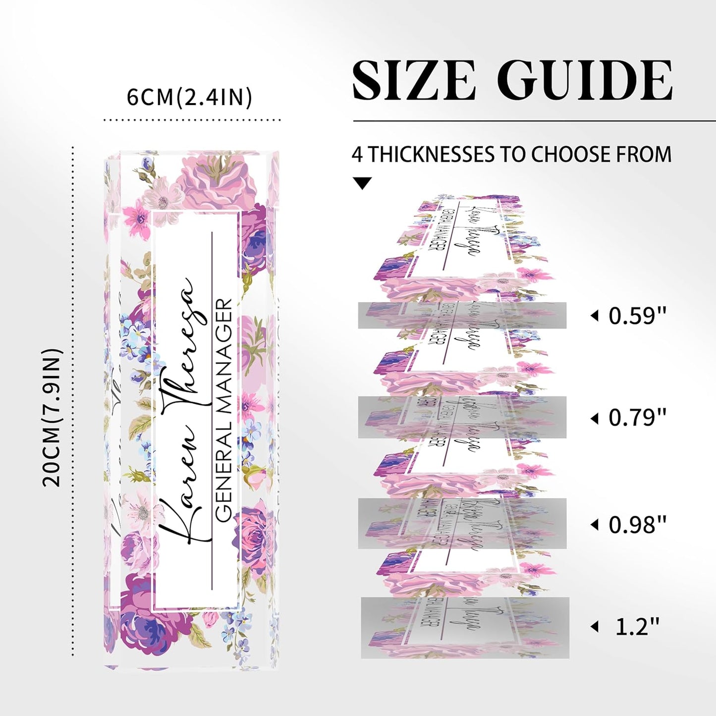 Custom Office Name Plate for Desk, Personalized Gifts for Women, Appreciation Gifts for Employee Coworkers Boss Teacher, Office Accessories (Hundred Flowers)