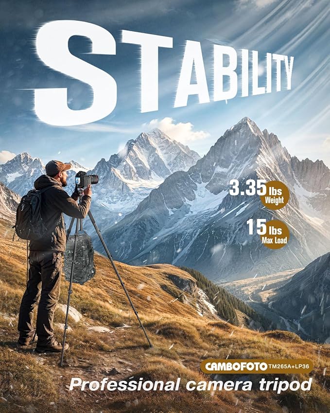 CAMBOFOTO 80“ DSLR-Camera-Tripod, Photography 360 Ball Head Professional Aluminum Tripod & Monopod with Carry Bag Compatible with Canon Nikon Binoculars Laser Telescope (Weight 3.35 Lbs, 15Lbs Load)