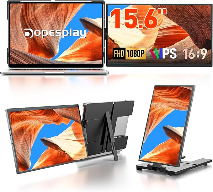 Laptop Screen Extender, 15.6" FHD 1080P IPS External Portable Monitor for Laptop, Plug & Play Dual Screen Monitor for 13"-17" Laptops, Compatible with Mac, Wins, Chrome, Android, Dex