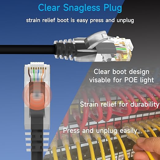 Cat6 Ethernet Patch Cable 14 ft (10 Pack), Cat6 Patch Cable for Data Centers, Cat 6 Patch Cable 10G, Network Patch Cables for Home and Enterprise Network -Black