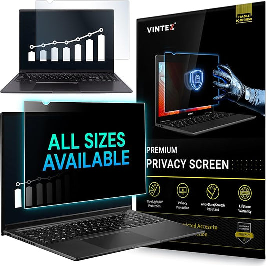 VINTEZ 15.6 Inch 16:9 Privacy Screen for Computer Monitor and Laptop - Anti Glare Protector Film Blue Light Filter Eye Protection - Computer Screen Privacy Shield, [1 Pack]