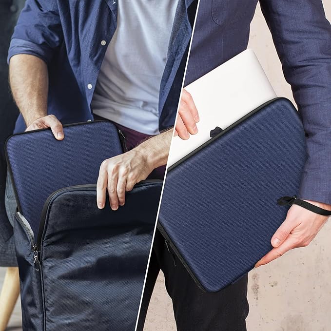 FINPAC Hard Laptop Sleeve Case for 15.3 inch MacBook Air M4 M3 M2 2025 2024, 16.2 inch MacBook Pro M4/M3/M2/M1 Pro/Max A2991 A2780 A2485 A2141, Waterproof Case for Surface Laptop/Book, Navy