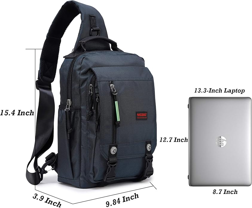 NICGID Sling Bags Chest Shoulder Backpacks, 12.5'' 13.3'' 14.1'' 15.6''Laptop Backpack Crossbody Messenger Bag Travel Outdoor