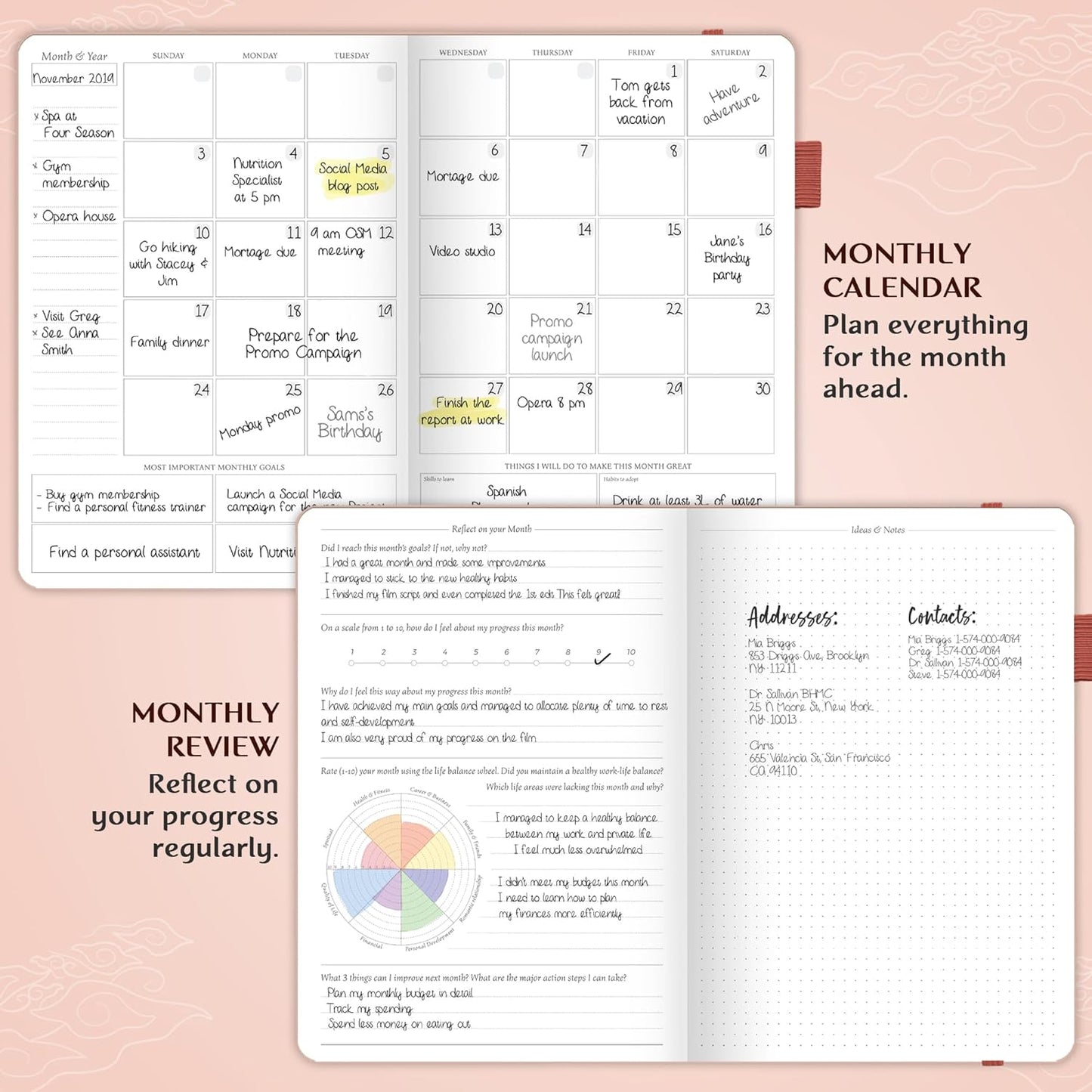 Legend Planner PRO – Deluxe Weekly & Monthly Life Planner to Increase Productivity and Hit Your Goals. Time Management Organizer Notebook – Undated – 7 x 10" Hardcover + Stickers – Rose Gold