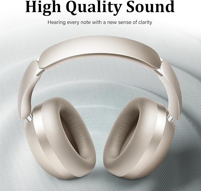 Wentronic Y04 Bluetooth Headphones Active Noise Cancelling Wireless Over Ear Headsets 48 Hours Playtime High Sound Quality Foldable Earphones with Soft Ear Cushion for Travel - Starlight