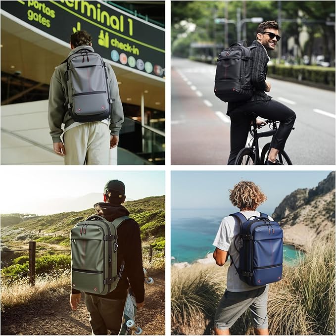 Vacuum Seal Backpack Travel 60L Expandable Backpack with Compression System, TSA Lock Water Resistant Carry-On Backpack (with Pump)