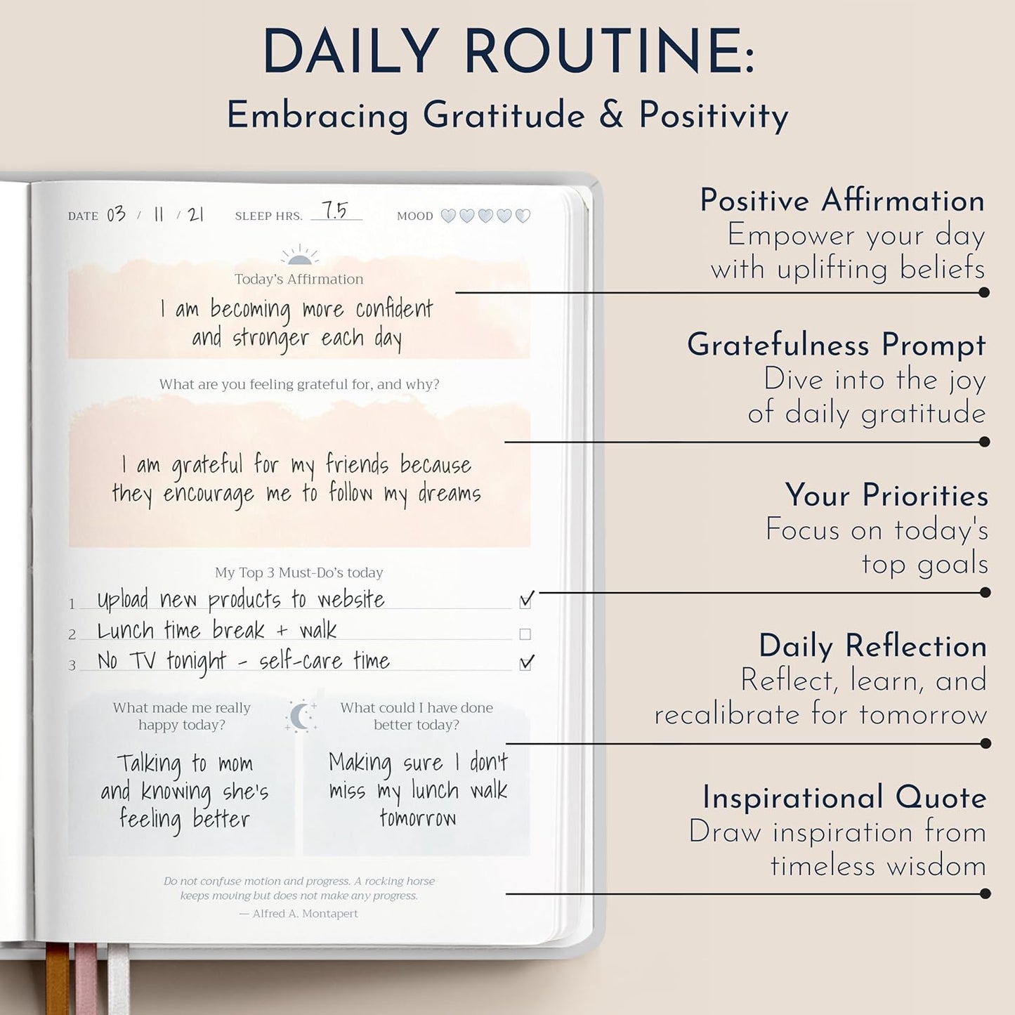 RYVE Daily Gratitude Journal for Women: 6-Month Guided Positivity & Wellness Journal with Prompts - Affirmation, Mindfulness, Self Help & Reflection, Gratitude Journal Notebook, Manifestation Journal