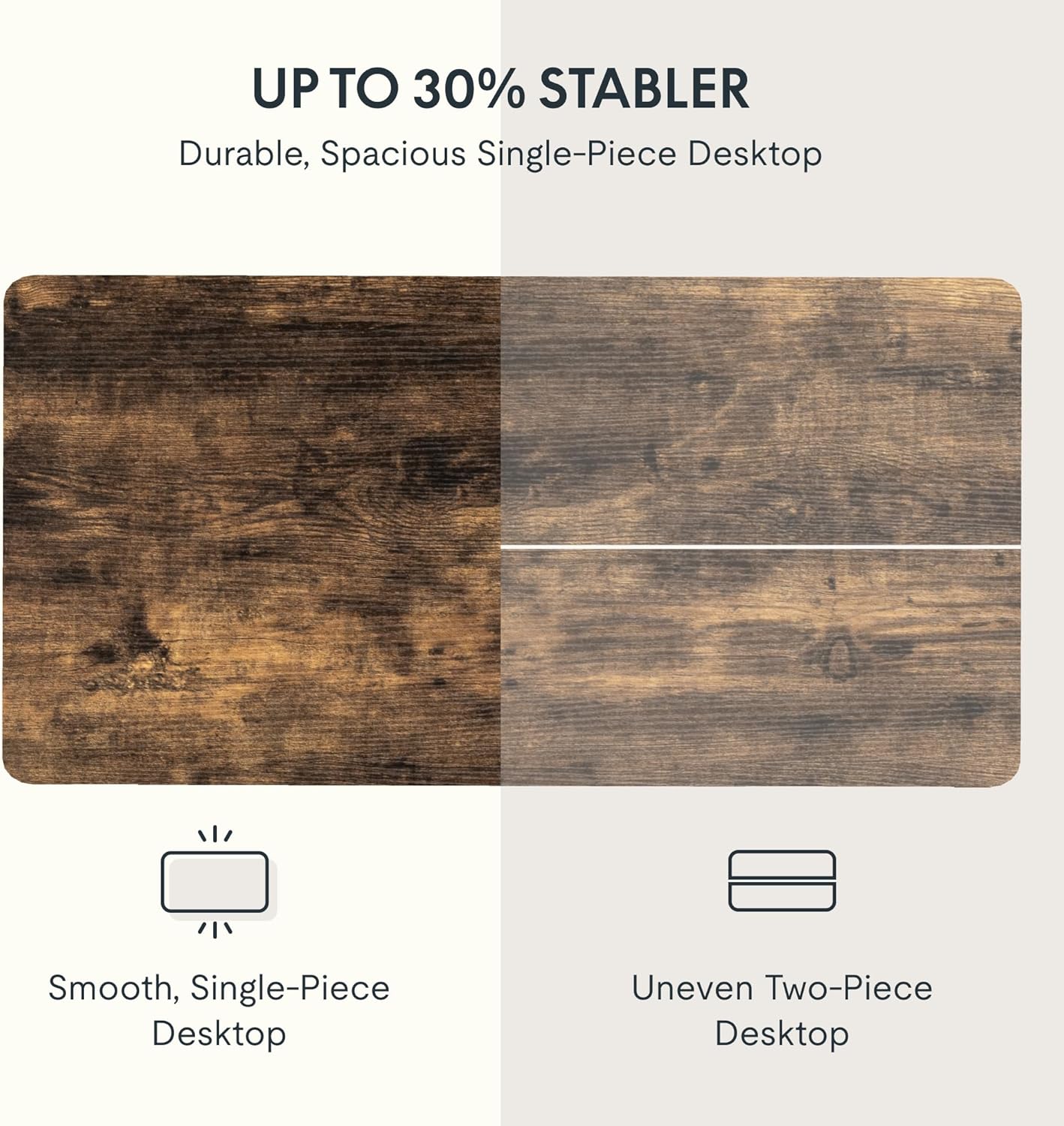 FLEXISPOT EN2 Whole-Piece Standing Desk with Clamp Power Strip, 48 x 30 Electric Stand Up Height Adjustable Desk with Cable Management (White Frame + 48" Rustic Brown Desktop, 2 Packages)