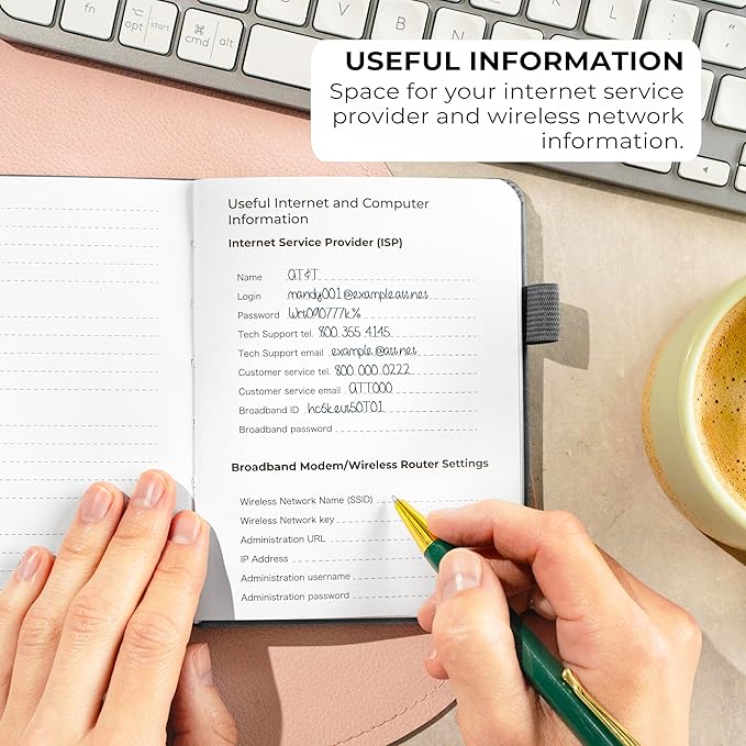 Clever Fox Password Book with alphabetical tabs. Internet Address Organizer Logbook. Small Pocket Password Keeper for Website Logins (Gray)