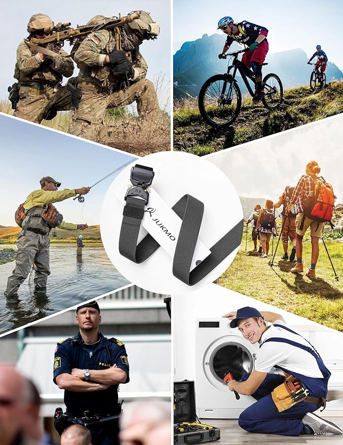 JUKMO Tactical Belt, Military Hiking Rigger 1.5" Nylon Web Work Belt with Heavy Duty Quick Release Buckle