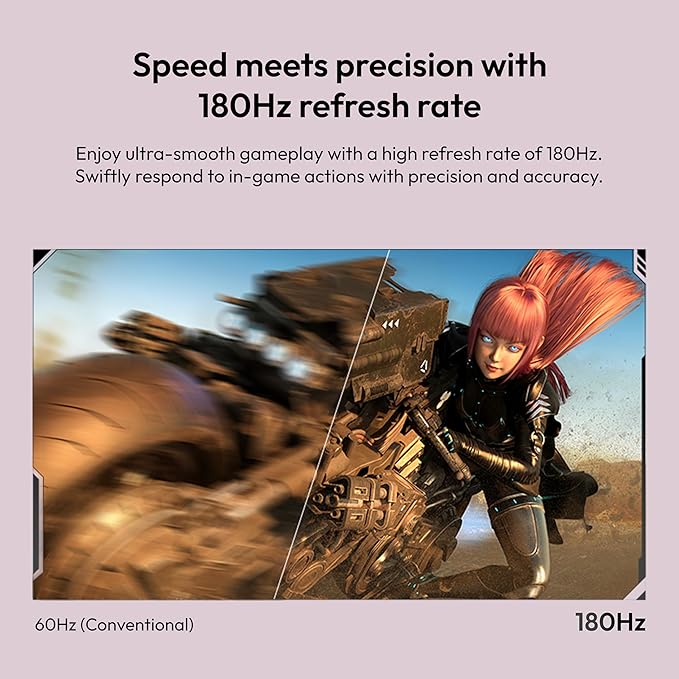 Pixio PX278 Wave Pink 27 inch 180Hz Refresh Rate QHD 1440p Resolution Fast IPS Panel 1ms GTG Response Time Pink Gaming Monitor with FreeSync