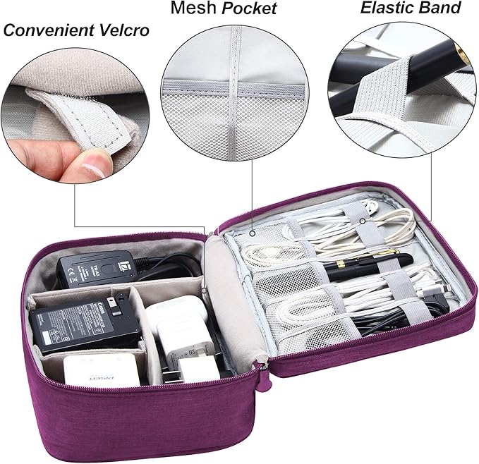Electronics Organizer Travel Universal Cable Organizer Bag Waterproof Electronics Accessories Storage Cases for Cable, Charger, Phone, USB, SD Card, Hard Drives, Power Bank, Cords