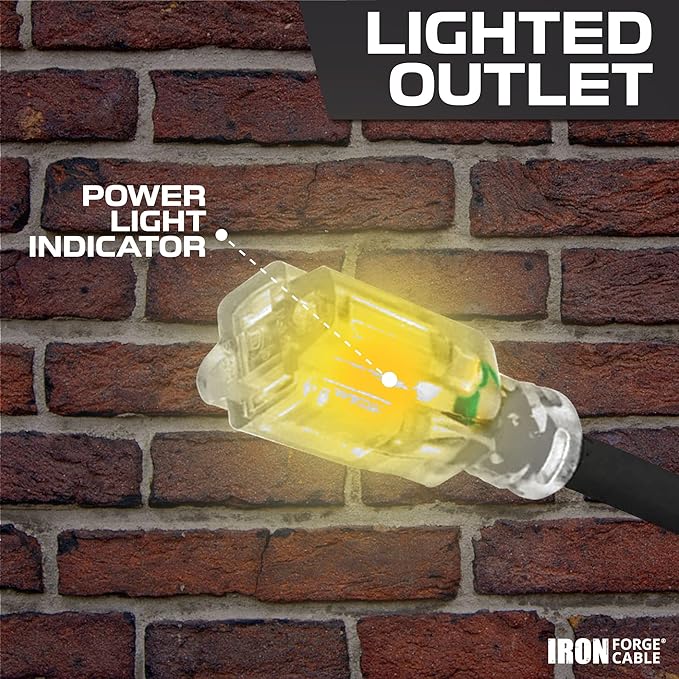 Iron Forge Cable 2 Pack 12 Gauge Outdoor Extension Cord 50 Ft, SJTOW 12/3 Heavy Duty Extension Cord 3 Prong - Oil Resistant & Flame Retardant