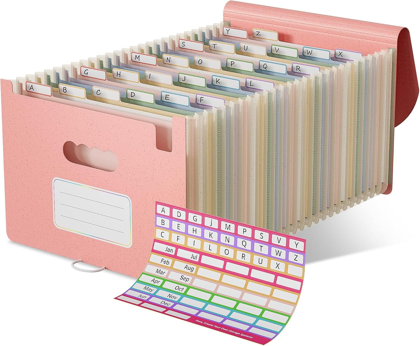 Accordion File Organizer, 26 Pockets Wheat Straw Expanding File Folder, Monthly Bill Receipt Organizer,A-Z Tabs,100% BPA Free,Return to Nature Healthy Living,Letter/A4 Size - Strawberry Pink