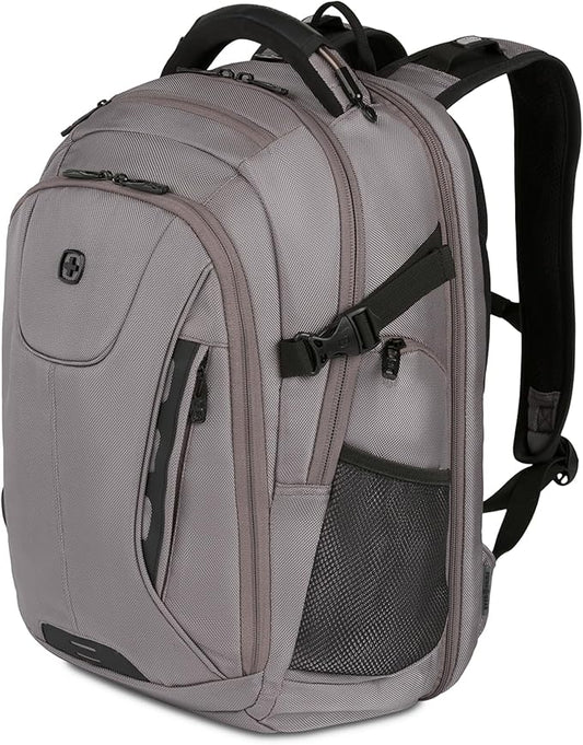 SwissGear Travel Tech Elite Laptop Backpack – Fits Laptops up to 16” – ScanSmart TSA-Friendly Backpack with USB Port, Shoe Compartment & Organizer Pockets – Grey Ballistic