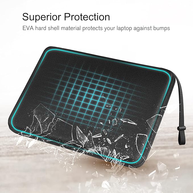 FINPAC 14-inch Hard Laptop Sleeve Case Compatible with Acer Chromebook Lenovo, HP, ASUS, Dell, Acer Laptop Notebook Ultrabook, Water-Resistant Shockproof Computer Bag, Black