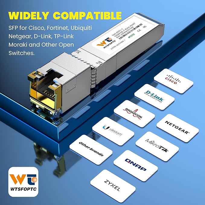 𝟴𝟬-𝗠𝗲𝘁𝗲𝗿 𝟭𝟬𝗚𝗕𝗮𝘀𝗲-𝗧 𝗦𝗙𝗣+ 𝘁𝗼 𝗥𝗝𝟰𝟱 𝗧𝗿𝗮𝗻𝘀𝗰𝗲𝗶𝘃𝗲𝗿,max1.9 Watts,CAT.6a Copper Transceiver, Auto-Negotiation SFP+ Ethernet Module, for Cisco SFP-10G-T-X, Netgear and More