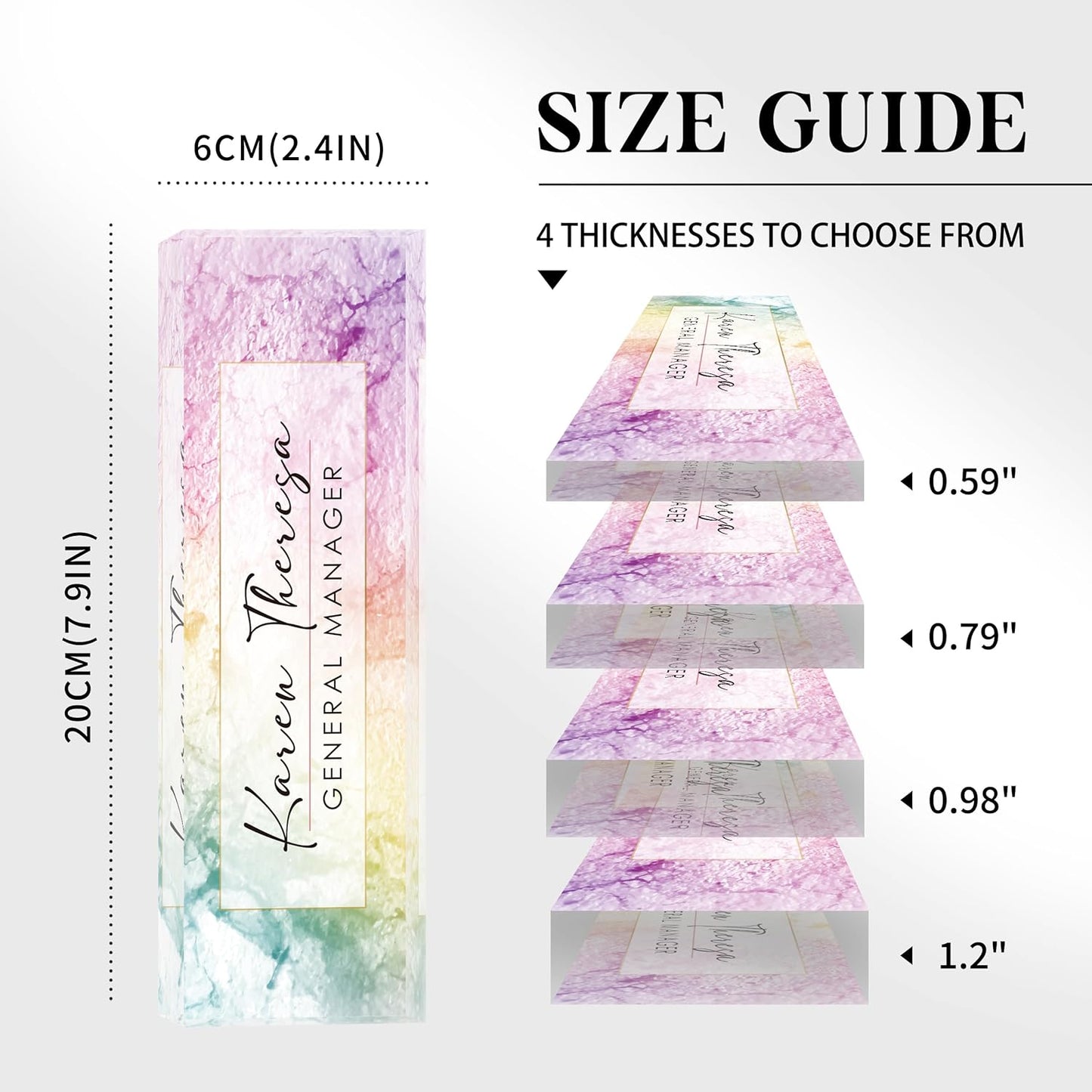 Custom Office Name Plate, Personalized Gifts for Women & Men, Appreciation Gifts for Employees, Boss, Teacher - Rainbow Texture Desk Accessory