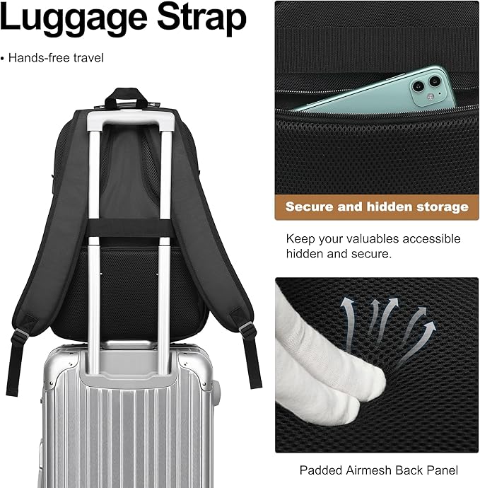 Boavan Laptop Backpack for men, 17.3 inch Laptop Bag with USB Port, Waterproof Travel Work Backpack Purse, Anti-Theft Teacher Nurse Doctor Casual Bookbags Office Business backpack，Black&Khaki