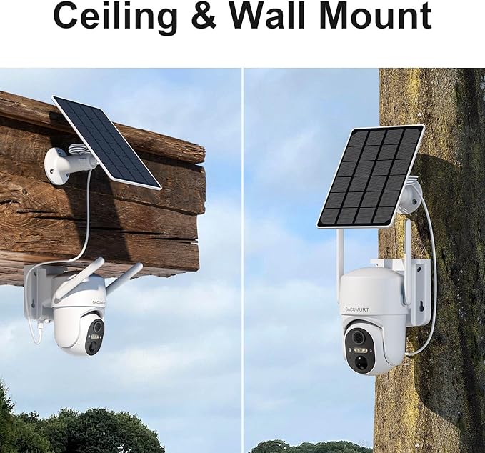 4G LTE Cellular Security Cameras Wireless Outdoor, No WiFi Security Cameras, Solar Camera Outdoor Wireless, 2K HD Celllular Trail Camera with PTZ, Human Detection, 2-Way Talk, IP66 Waterproof, 2 Pack