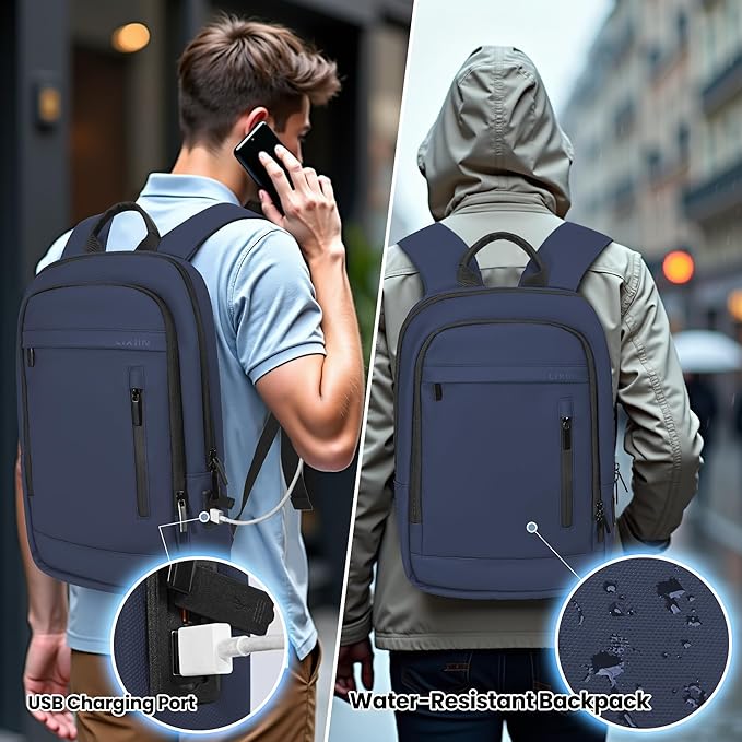 Business Backpack for Men Lightweight Laptop Backpack Anti-Theft Water Resistant Backpack for 15.6 Inch Computer (Classic, Blue)