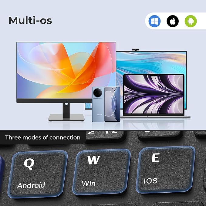 OHY XVX WK60 Foldable Bluetooth Keyboard for iPad, iPhone, MacBook, Android & Windows, Japanese Kanagawa Wave Art Design,Ultra-Portable Wireless Keyboard with Bluetooth 5.0 & 20H Battery - Black