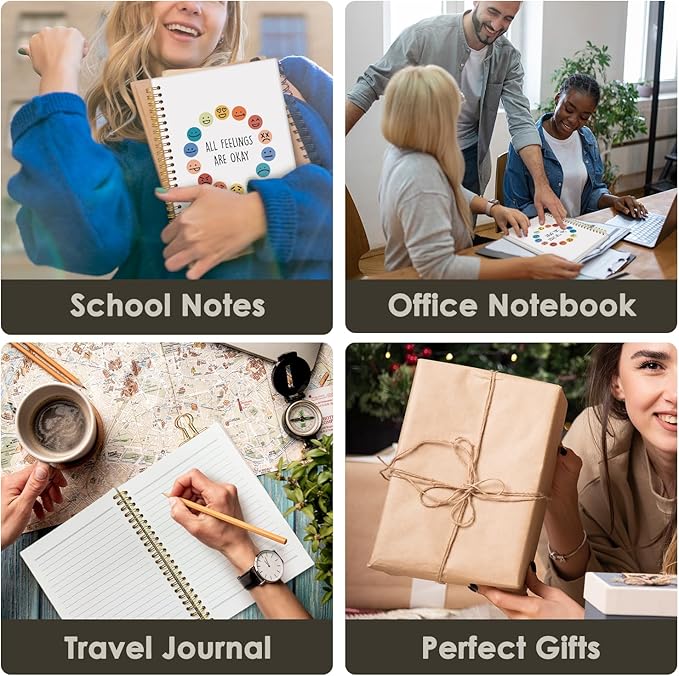 Wheatwin Mental Health Journal, Feelings Journal for Kids Young Adults, Feelings Emotion Wheel Notebook, Mood Journal, Therapy Psychology Inspirational Spiral Notebook Gifts for Kids Student Teen 5.5x8.3